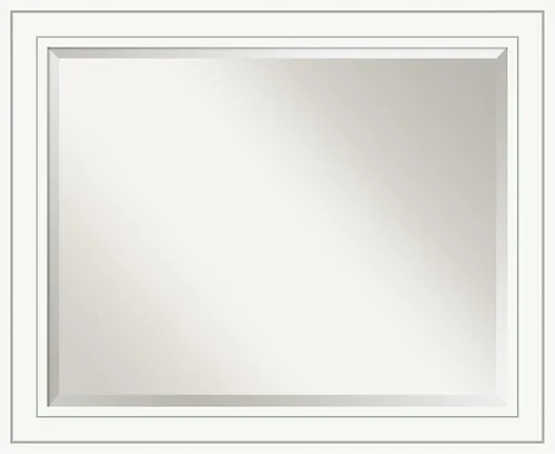 Vista 9 de Amanti Art - Espejo de baño blanco para sobre lavabo, espejo de tocador rectangular blanco de 25x21, marco de madera pequeño y casual, se cuelga