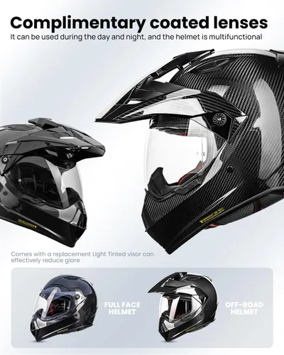 Vista 4 de ILM - Casco de fibra de carbono Snell M2020D de cara completa para motocicleta de aventura, auto de carreras para hombres y mujeres, casco