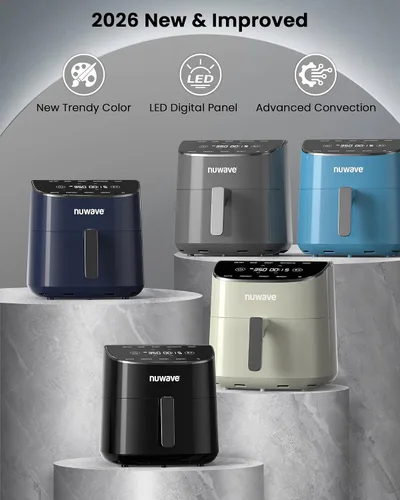 Vista 9 de Nuwave Brio Plus - Freidora de aire de 8 cuartos de galón, nuevo y mejorado, revestimiento de cerámica sin PFAS
