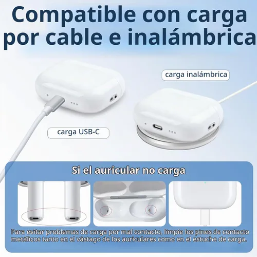 Vista 4 de Funda de carga inalámbrica para AirPods Pro 3, estuche cargador de repuesto con puerto de carga USB C