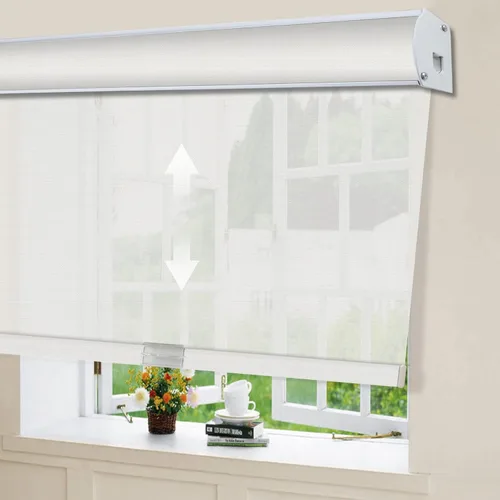 Vista 22 de Persianas enrollables solares para ventana, impermeables, filtrantes de luz, sin cordón, protección UV, ignífugas, para ventanas, puertas, sala