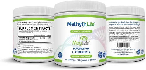 Vista 4 de Methyl-Life MAGTEIN® L-THREONATE Brain Magnesio Polvo – 4.23 oz – 60 porciones
