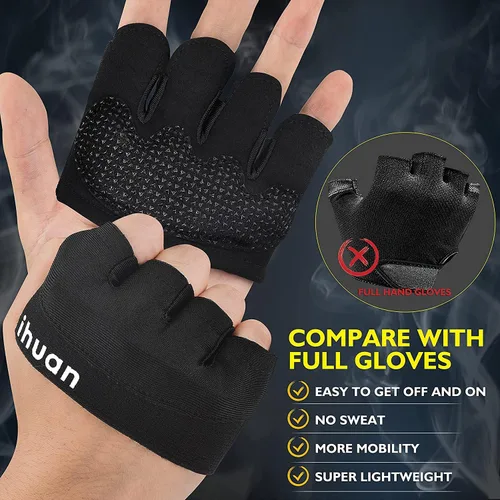 Vista 5 de ihuan Nuevos guantes de entrenamiento de gimnasio para levantamiento de pesas para hombres y mujeres, ideales para levantamiento de pesas