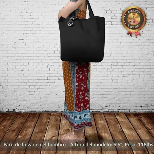Vista 2 de TOPDesign - Paquete de 1 bolsa de lona de algodón, superfuerte, 12 onzas, bolsa para compras reutilizable, de tela, diseño moderno, en dos tonos