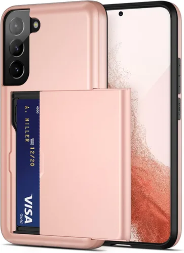 Vista 10 de Jiunai Funda para Samsung Galaxy S22 con tarjetero para 2 tarjetas de identificación, licencia de crédito, tarjetero deslizante, cubierta de doble