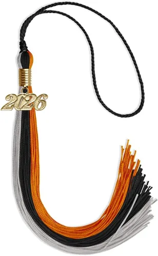 Vista 158 de Endea - Borla de graduación de triple color con gota de fecha dorada (negro/dorado/granate, 2020)