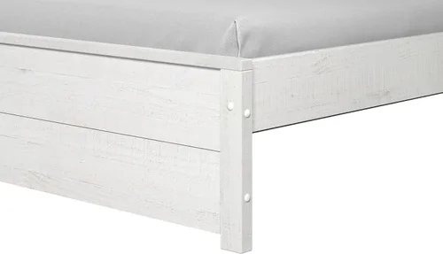 Vista 9 de Camaflexi Hampton Marco de cama rústico de madera maciza con cabecero, soportes de listones de madera, tamaño Queen, acabado blanco costero