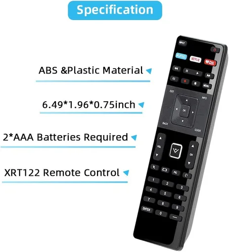 Vista 7 de Reemplazo de control remoto UNOCAR para Vizio Smart TV Remote XRT-122 y Vizio Smart TV 4K UHD HDR HDTV SmartCast Internet D E Series LED LCD 24 28