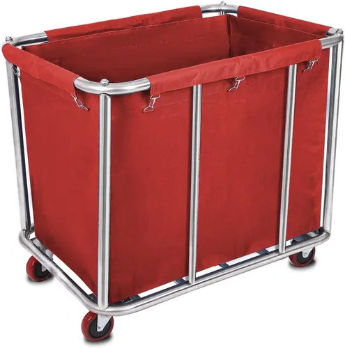 Vista 7 de Cesta de lavandería con ruedas de 105 galones, carrito comercial de gran capacidad para ropa resistente de 400 litros con marco de acero inoxidable