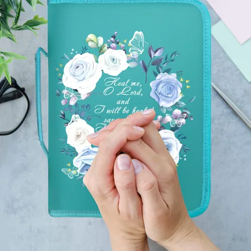 Vista 8 de DEHITE Funda para la Biblia para mujer, bolsas de transporte de la Biblia, tamaños medianos y grandes, ranuras para bolígrafos, tela de primera