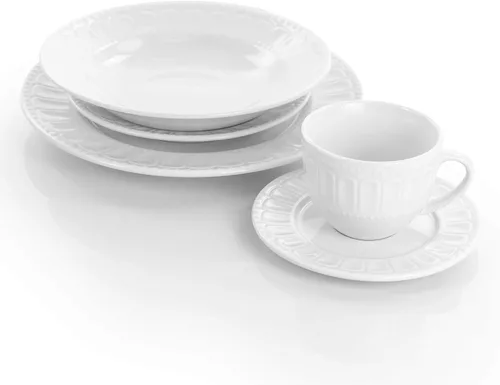 Vista 2 de Elama Charlotte - Vajilla de porcelana (20 piezas), color blanco