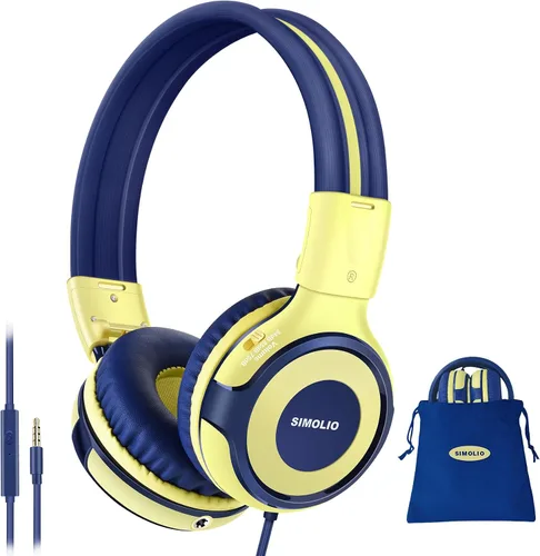 Vista 11 de SIMOLIO Auriculares para niños con 75 dB, 85 dB, 94 dB de volumen limitado y compartido, auriculares para niñas con micrófono, auriculares duraderos