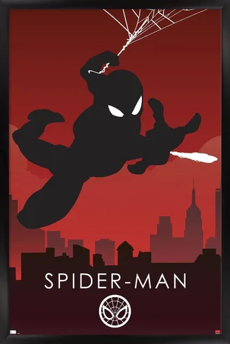 Vista 6 de Trends International Marvel Heroic Silhouette - Póster de pared de Spider-Man, 22.375 x 34 pulgadas, versión sin marco
