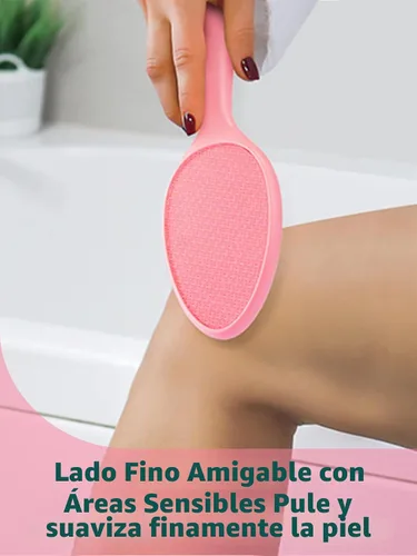 Vista 5 de Lima de pie de vidrio de 2 caras Removedor de callos sin soporte de drenaje (rosa)