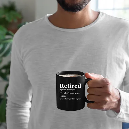Vista 6 de Panvola Taza con texto en inglés "Retired Definition I Do What I Want When I Want Retirement Mug Not My Problem Anymore Going Away", regalo