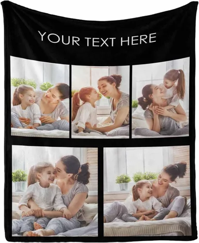 Vista 15 de InterestPrint Manta personalizada con texto y fotos, collage, regalo personalizado para cumpleaños, aniversario, boda, regalo personalizado