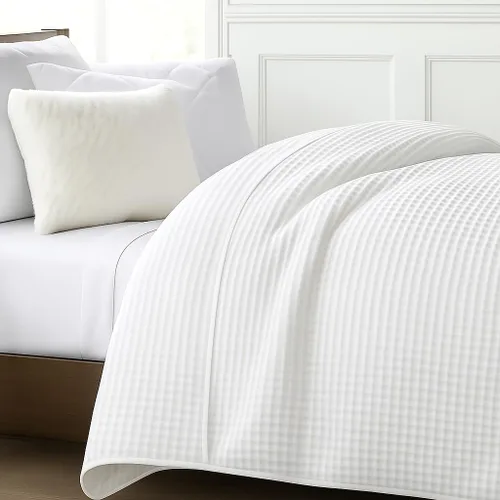 Vista 3 de ARlinen Manta 100% de algodón Tencel, ligera, transpirable, suave para todas las estaciones, para sofá, perfecta para personas que duermen con Blanco