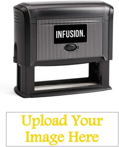 Vista 11 de Infusion 1" x 3-1/4" Logotipo Personalizado, Grande, Rectangular Autoentintado Logo Sello, Negro
