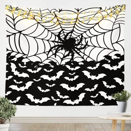 Vista 18 de Feelyou Halloween Wall Art for Bedroom Living Room Cartoon Ghost Tapestry Decoration for Kids Boys Girls Red Tapestry Wall Hanging Ghost Festival