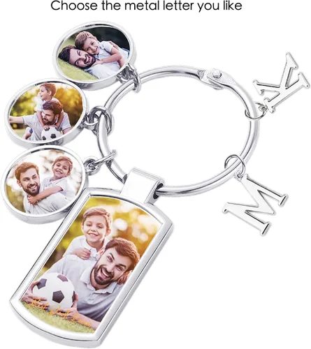 Vista 7 de Easycosy Llavero personalizado con texto de imagen, llavero grabado personalizado, regalos de fotos personalizados para hombres, mujeres y familia