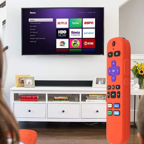 Vista 8 de Pinowu - Funda protectora de silicona compatible con el control remoto de voz Roku, antideslizante a prueba de golpes, compatible con el mando a