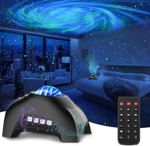 Vista 7 de Proyector de estrellas, proyector de luces CIMELR Northern Galaxy Aurora con 33 efectos de luz, altavoz Bluetooth y ruido blanco, luz nocturna
