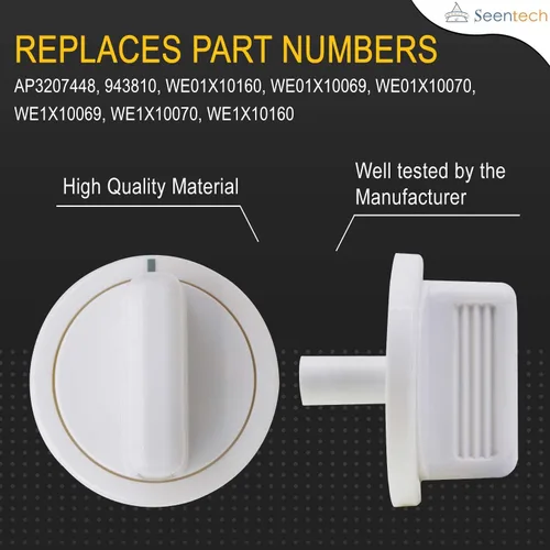 Vista 2 de WE01X10160 - Pomo temporizador para secadora de Seentech – Ajuste exacto para lavadoras, secadoras – Reemplaza: AP3207448, 943810, WE01X10160
