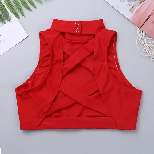 Vista 3 de YiZYiF Camiseta deportiva deportiva de manga larga elástica con cuello alto falso para niños y niñas