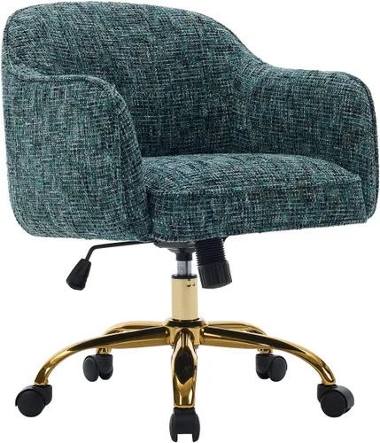 Vista 8 de Silla de escritorio, silla giratoria de pana con brazos y ruedas Beige