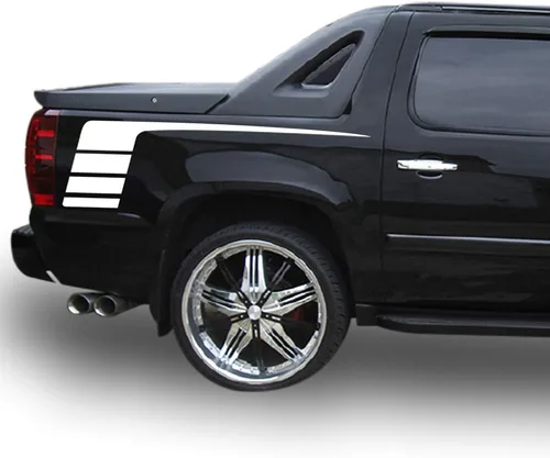 Vista 5 de Side Racing - Adhesivo de vinilo con rayas para cama compatible con Chevrolet Avalanche 2007-2013 (negro)