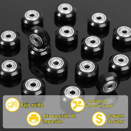 Vista 4 de Honoson 16 unidades de ruedas de impresora 3D, ruedas de polea POM, rodamiento lineal de polea de plástico 625zz, compatible con Creality CR10