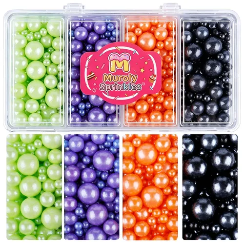 Vista 11 de Perlas comestibles para la decoración de pasteles, chispas de perlas negras Oro blanco plata negro