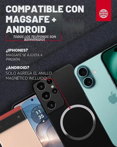 Vista 6 de Soporte magnético de teléfono para gimnasio para accesorios MagSafe, soporte de doble imán para iPhone 17 y Android compatible con soporte MagSafe