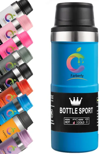 Vista 8 de Taza de viaje con acción de gatillo de acero inoxidable Taza de viaje de 17oz Botella de agua Thermos Taza de viaje con vacío Taza de café de acero