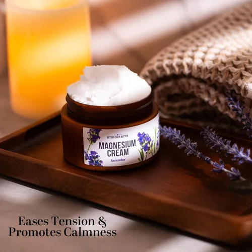 Vista 2 de Better Shea Butter Crema de magnesio Lavanda Alivia los calambres en las piernas y la tensión muscular Loción nocturna para embarazo, niños