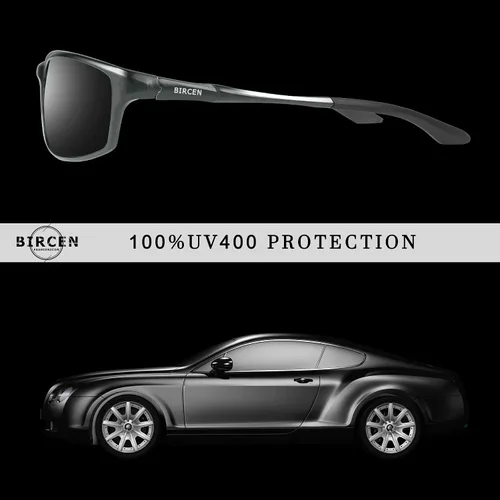 Vista 5 de BIRCEN Gafas de sol polarizadas para hombre protección UV, tonos azules y negros para hombre, conducción deportiva con marco de metal Al-Mg