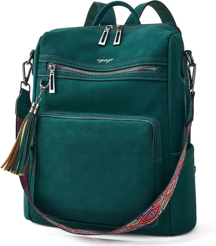Vista 61 de OPAGE - Mochila de cuero para mujer, con borla de moda, bolso de hombro, mochila grande, bolsa de viaje, gris, L