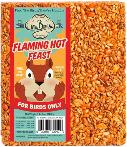 Vista 10 de Mr. Bird Flaming Hot Feast - Paquete de 6 pasteles pequeños de semillas de aves silvestres, 4 onzas Premium Blend of Mealworms, Peanuts & Hot