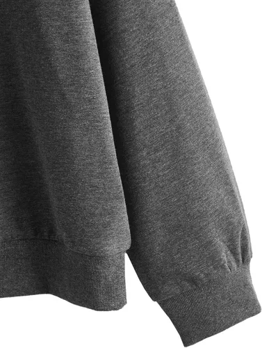 Vista 4 de SweatyRocks Sudadera casual de manga larga con cuello de contraste para mujer