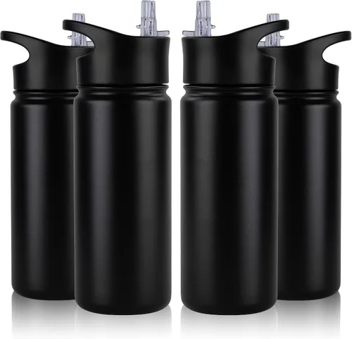 Vista 11 de Botella de agua aislada de 64 onzas con tapas de pajita y boquilla, jarra de agua de acero inoxidable de medio galón con mango de paracord, vacío