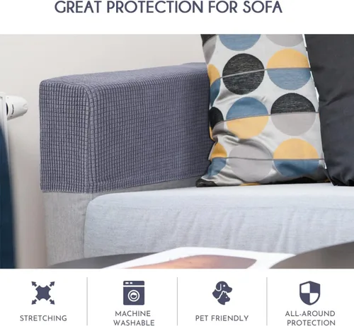 Vista 3 de SUPVOX Funda elástica universal para reposabrazos de sofá, 2 piezas, protector de reposabrazos elástico de vellón suave para sofá y sillón, toallas