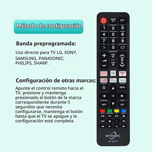 Vista 3 de Control remoto universal de reemplazo para Samsung, TCL, Sharp, LG, Sony, Hitachi, Toshiba, Sanyo, Hisense Smart TVs Control remoto universal