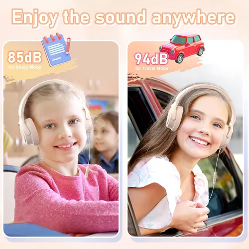 Vista 6 de ADOOPE - Auriculares para niños con cable, conector de 3,5 mm, control de volumen seguro de 85/94 dB, micrófono incorporado, auriculares