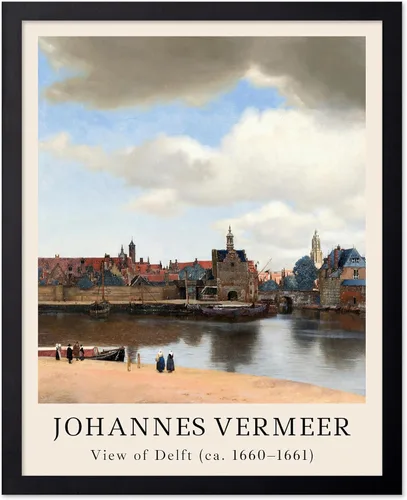 Vista 46 de Poster Master Póster vintage Johannes Vermeer – Impresión de pintura de vista retro de Delft – Vista del arte de Delft – Regalo para hombres