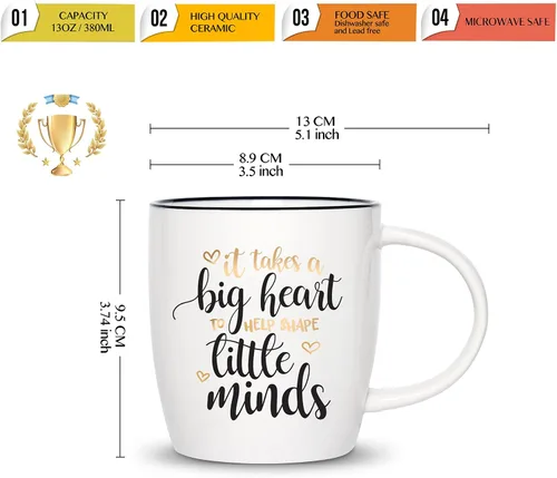 Vista 7 de CARAKNOTS Regalos de Apreciación para Profesoras Taza de Café Regalos para Profesores para el Día de San Valentín Cumpleaños Graduación Navidad