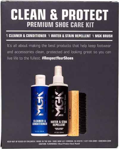 Vista 2 de Shoe MGK Kit de cuidado de zapatos Clean & Protect Limpiador y acondicionador de zapatos, repelente al agua y manchas y cepillo