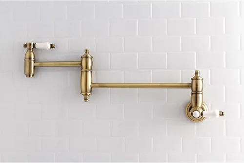 Vista 3 de Kingston Brass KS3103BPL - Grifo de cocina para relleno de olla de montaje en pared, latón antiguo