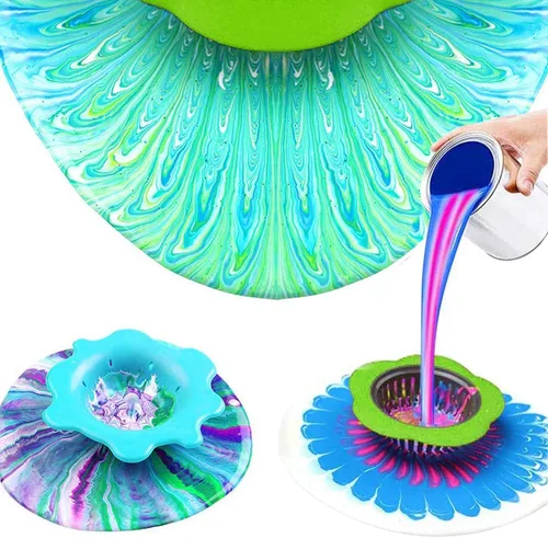 Vista 6 de Kit de 37 piezas de suministros de arte acrílico para verter coladores, 7 coladores de pintura de silicona de plástico, kits de herramientas