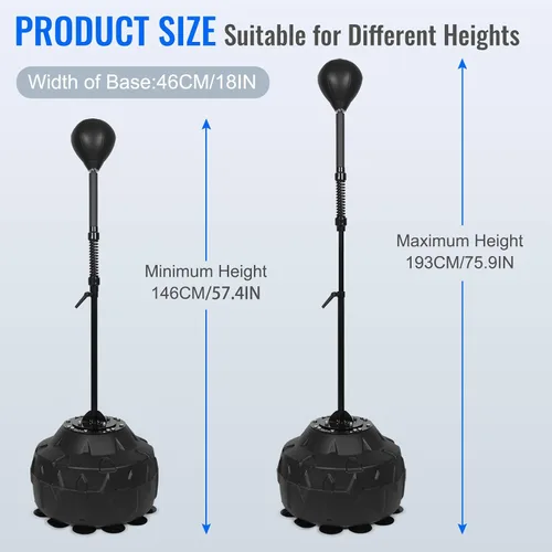 Vista 2 de Reflex Speed Bag - Saco de boxeo de base gruesa, con altura ajustable y resorte reforzado, fuerte y duradero, para boxeador, persona de fitness