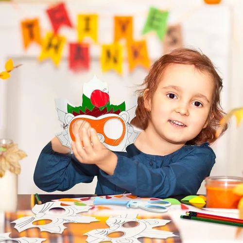 Vista 5 de Funrous 48 piezas de kits de manualidades de otoño Hoja de arce DIY máscara